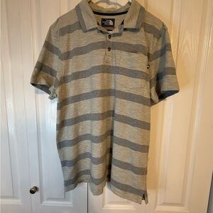 The North Face Gray/ Blue Striped Men's Polo Shirt Size XL Outdoors